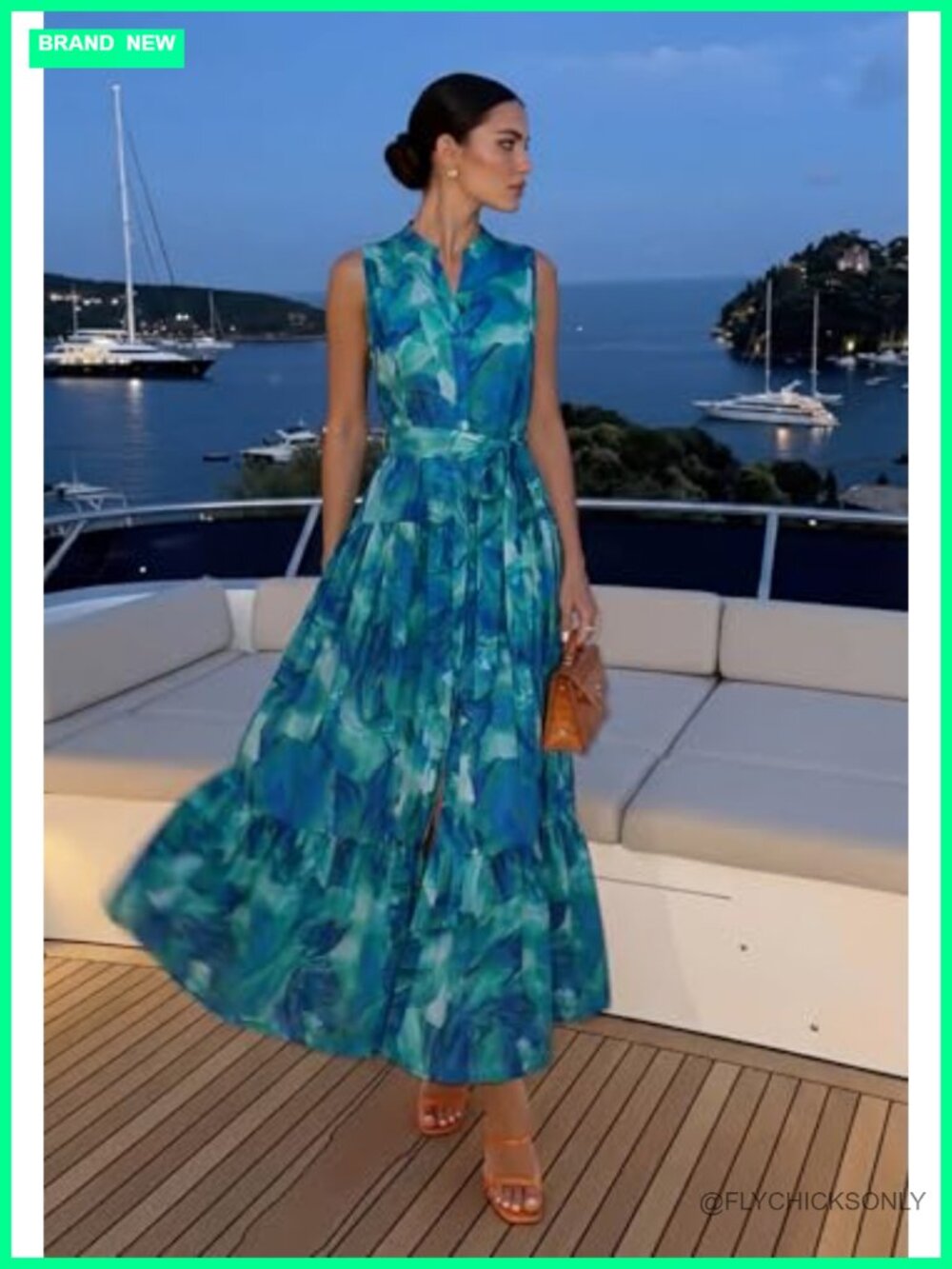 Sleeveless Floral Maxi Dress V-Neck Hidden Button Pockets Casual Vacation - Picture 4 of 6